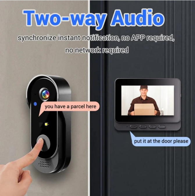 ⏳Time-Limited Special⏰Wireless doorbell camera: 1080P, 170° angle, 4.3-inch screen, IPX65 outdoor waterproof, night vision✈️Free Shipping